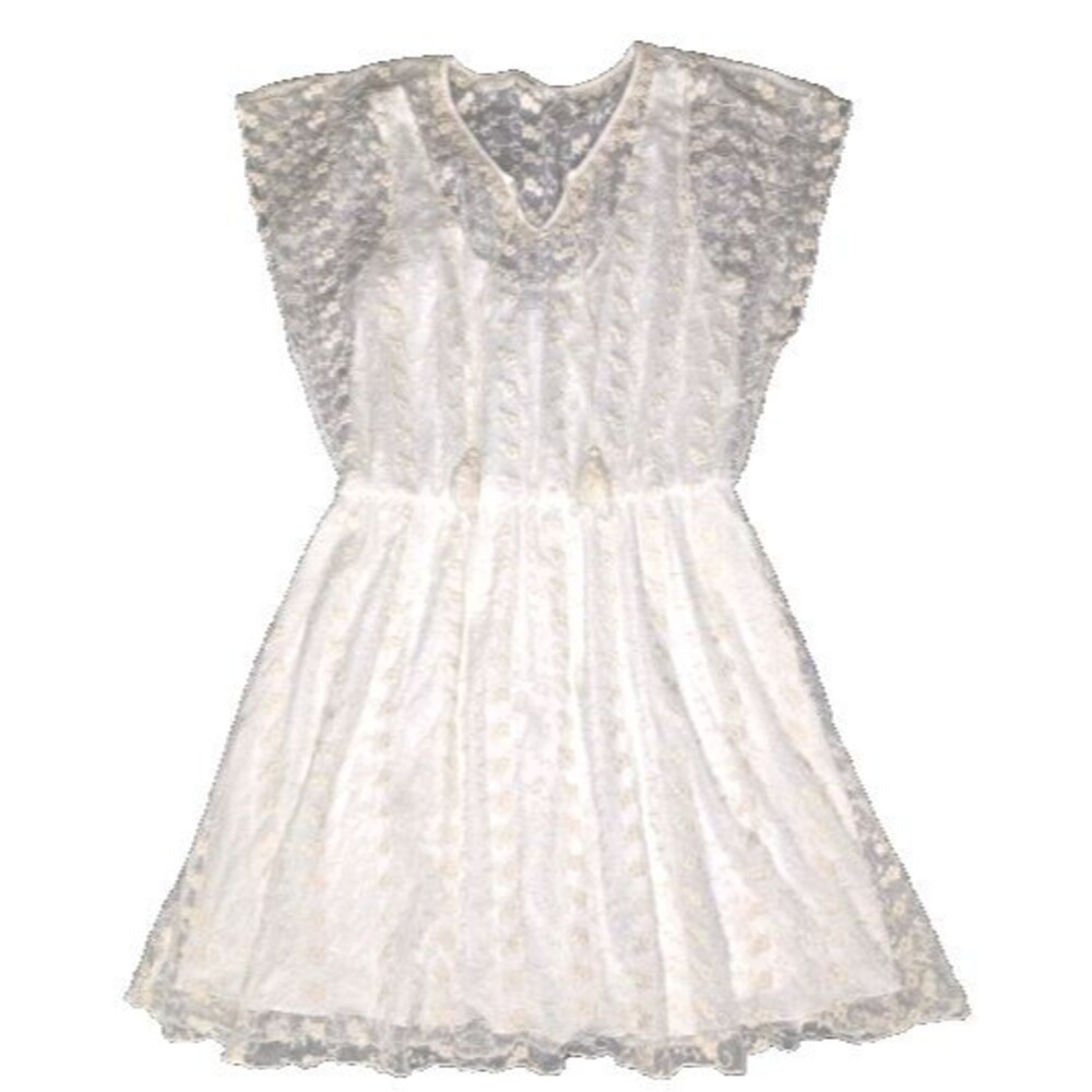 Sequin Hearts Floral Lace V-Neck Fit & Flare Womens Short Dress Small Ivory